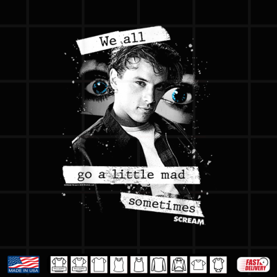 Design Scream Billy Loomis We All Go A Little Mad Horror Movie Shirt