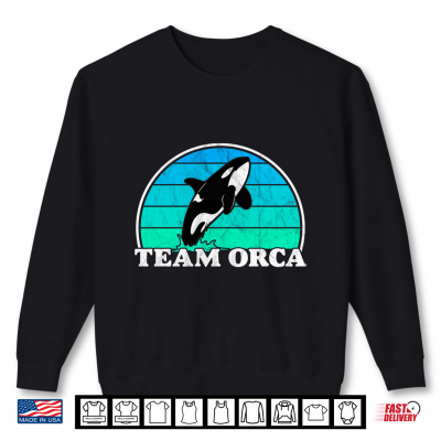 Sweatshirt Team Orca Whale Ocean Retro Sunset Shirt