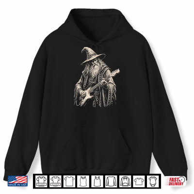 Hoodie Electric Guitar Wizard Rock Star Fantasy Guitarist Meme Shirt