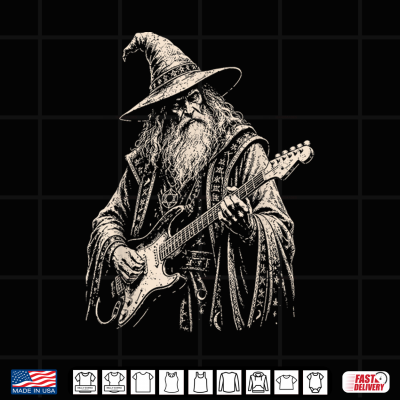 Design Electric Guitar Wizard Rock Star Fantasy Guitarist Meme Shirt