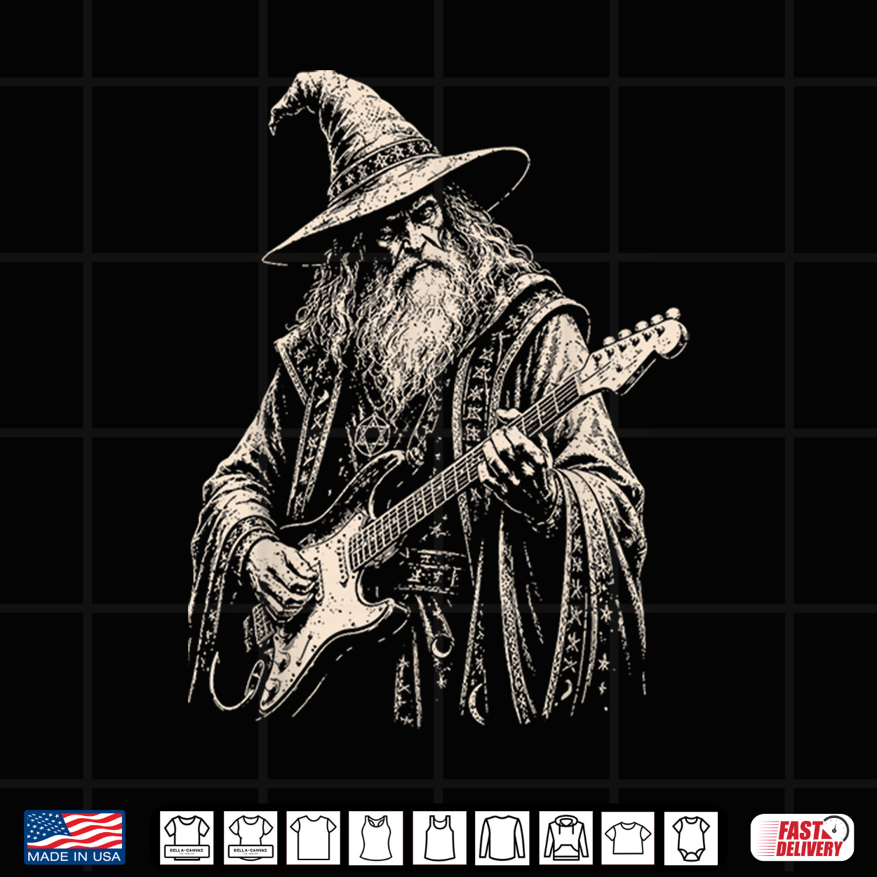 Electric Guitar Wizard Rock Star Fantasy Guitarist Meme Shirt