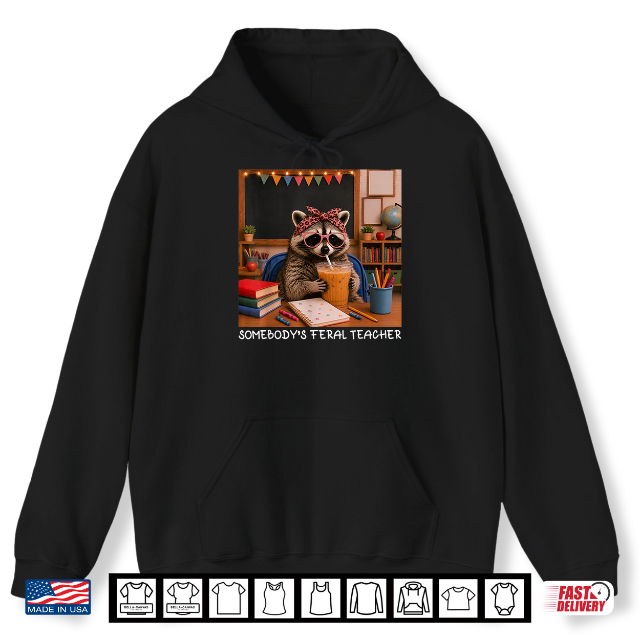 Somebody’S Feral Teacher Funny Raccoon Lover Back To School Shirt