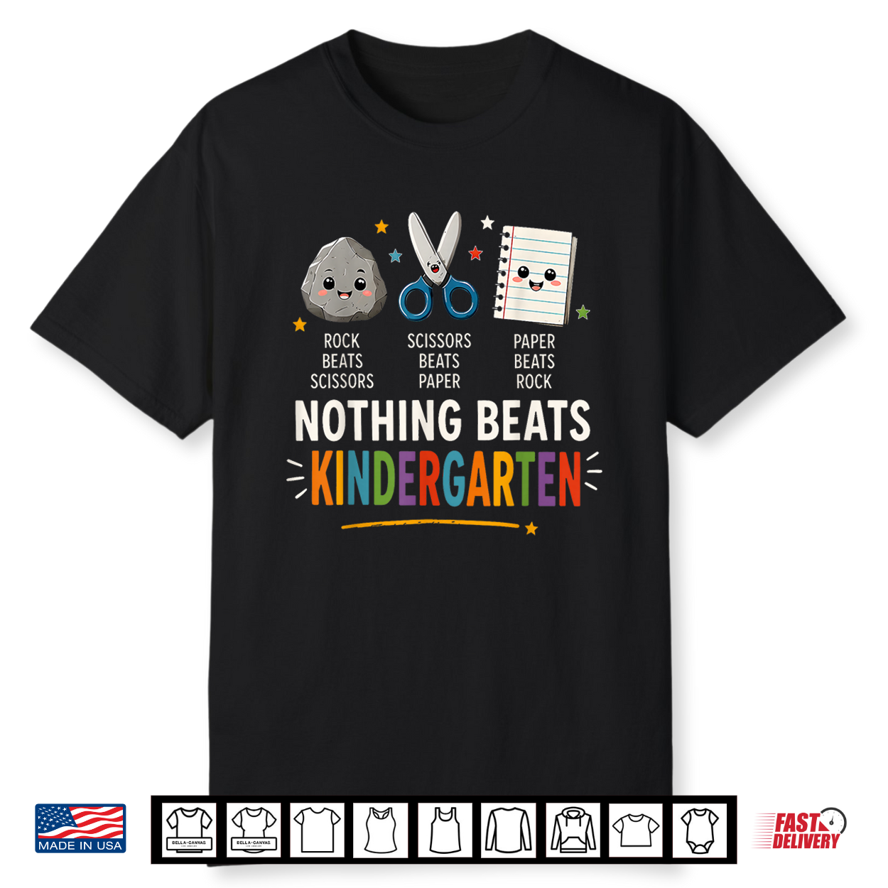 Back School Rock Paper Scissors Nothing Beats Kindergarten Shirt Back School Rock Paper Scissors Nothing Beats Kindergarten Shirt